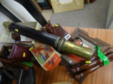 Old telescope in need of restoration and a quantity of camera equipment etc