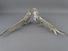 Pair of EP pheasant table ornaments