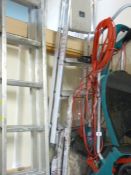 Pair of small aluminium stepladders, ironing board and strimmer E/T
