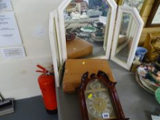 Tempus Fugit style wall clock and a triple dressing table mirror