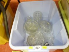 Crate of vintage glassware