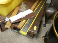 Copper food warmer and a quantity of architect's rules etc