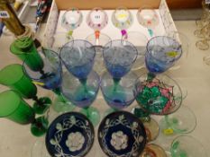 Mixed quantity of colourful drinking glassware
