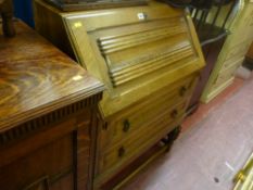 Light oak two drawer writing bureau