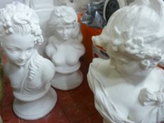 Three bust garden ornaments