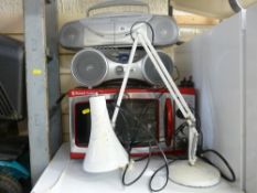 Pair of portable ghetto blasters by Proline and Sharp and a wooden single section ladder E/T