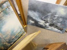 Parcel of paintings, prints and frames including JAMES JONES - maritime etc