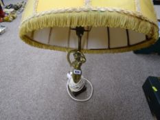 Brass Art Nouveau style table lamp and shade