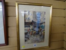 Indistinctly signed watercolour study - Mediterranean street scene