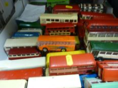 Box containing large quantity of diecast model vehicle buses, various makes