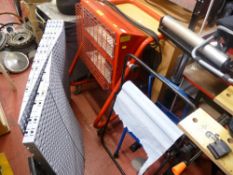 Red painted low level heater, various dispensers and plastic utility ramp