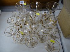 Quantity of gilt decorated cocktail glasses