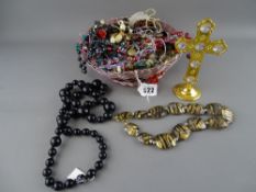 Basket of costume jewellery contents etc