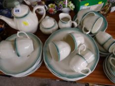 Parcel of cream and green teaware