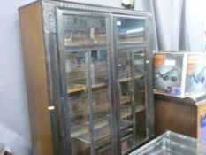 Vintage carved oak bookcase and a lidded blanket chest