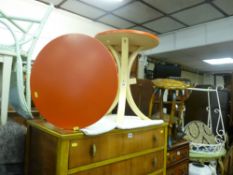 Pair of Ikea light wood circular occasional tables