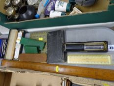 Collection of various vintage rules and drawing instrument sets etc