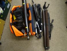 Quantity of modern telescopes, tripods etc and a bag of household items