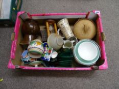 Box of mixed pottery, glassware, china etc