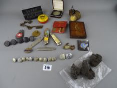 Interesting box of collectables including British Rail and LNER buttons and badges, a cast metal