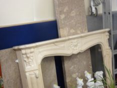 Faux marble effect fireplace surround with marble hearth and back panel