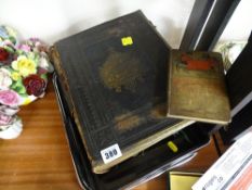 Old Welsh Bible, an early copy of 'Robinson Crusoe for Children' and two trays