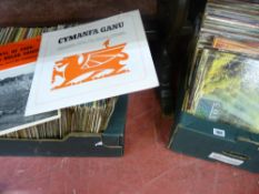 Two boxes of LP records and box sets, predominantly Welsh and Country & Western