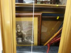 Parcel of pictures and framed prints depicting a Cardiff athlete standing with an array of