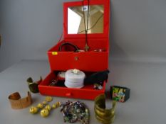 Red jewellery box and contents
