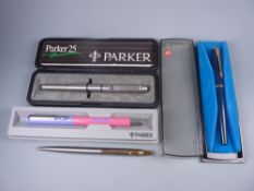 Vintage stainless steel Parker 25 fountain pen in original box with instructions, a modern pink