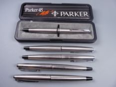 Vintage original (black plastic end cap) stainless steel Parker 45 Flighter fountain pen with '