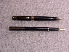 Modern Black Sheaffer 300 ballpoint pen with chrome trim. Modern Black Sheaffer Fashion I fountain p