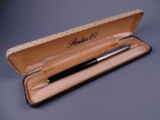 Vintage black Parker 61 Classic fountain pen with satin Lustraloy cap, in original box