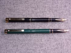 Vintage Black laque finish Sheaffer Targa fountain pen with 23 carat gold electroplate trim and a 14