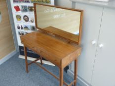 A STYLISH MID CENTURY BOXWOOD STRUNG TWO DRAWER DRESSING TABLE, 121 cms high overall, 89 cms wide,