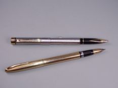 Vintage Brushed chrome Sheaffer Targa fountain pen with 23 carat gold electroplated trim. Special