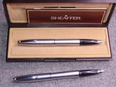 Modern Brushed chrome Sheaffer Triumph 444 fountain pen in original box with instructions and