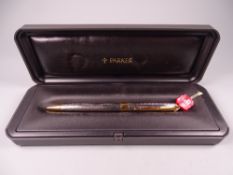 Modern silver plated Parker Sonnet Premier pencil with Cascade pattern, 23 carat gold plated trim,