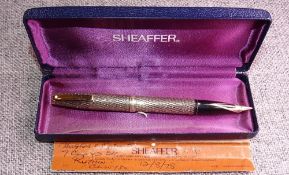 Vintage Gold filled Sheaffer Imperial Sovereign fountain pen with Diamond pattern and gold plated tr