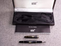Black Montblanc Meisterstuck fountain pen boxed with service guide - unused/un-inked