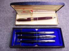 Vintage Burgundy Sheaffer Signature fountain pen with touchdown filling system; in original box.