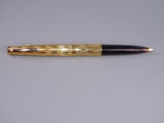 Vintage Gold plated Lady Sheaffer 921 fountain pen in a Chevron or Flamme pattern and fitted with