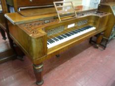 A MAHOGANY & ROSEWOOD SPINET by John Broadwood & Sons having carved foliate decoration and turned,