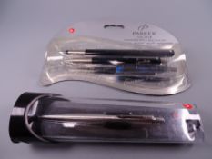 Modern black Parker Vector fountain pen and ballpoint set in original packaging and a modern