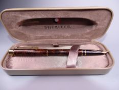 Modern Brown thuya ronce laque finish Sheaffer Targa fountain pen with 23 carat gold electroplated