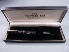 Vintage blue (blue, silver and black striped) Parker Duofold Senior pen with Blue Diamond clip and