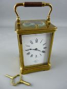A DENT, LONDON BRASS FACED CARRIAGE CLOCK with Paris movement, backplate marked 'E G L', no. 5009,