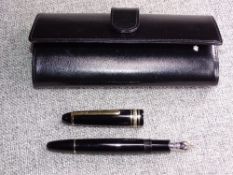 Vintage black Montblanc Meisterstuck fountain pen in original Montblanc leather case