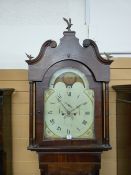 A 19th CENTURY MAHOGANY LONGCASE CLOCK with 14 ins Denbigh maker moon phase dial and movement, 250