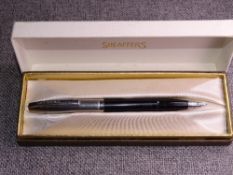 Vintage Black Sheaffer Imperial II Touchdown with frosted stainless steel cap and unhallmarked